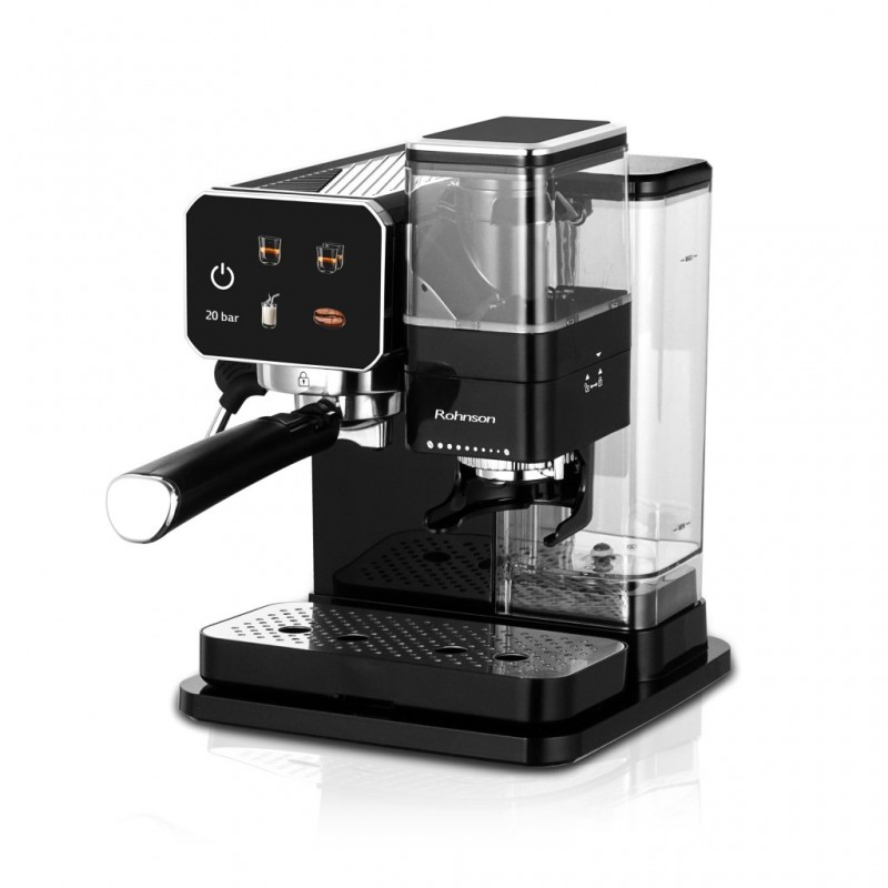 Espressor automat cu râșniță 2 în 1 Rohnson R98060,1350W, cafea boabe, putere macinare 20W,0.9L, pompa ULKA 20bar,tactil ,75dB, sistem ERP